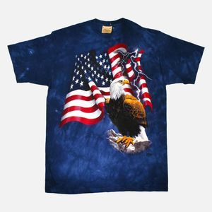 Vintage Y2K 2001 The Mountain Tie Dye American Flag Eagle T-shirt - XL
